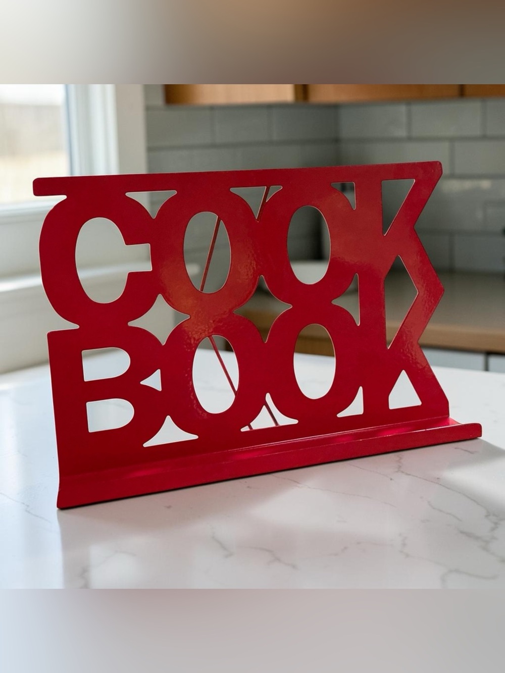 Retro Large Metal Red Cookbook Holder Stand Industrial Minimalist
